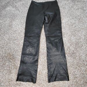 WHET BLU Soft Leather Biker Pants Womens Size 6 Black Straight Leg